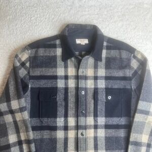 Wallace & Barnes men's plaid heavy weight wool-blend jacket work‎ pocket L